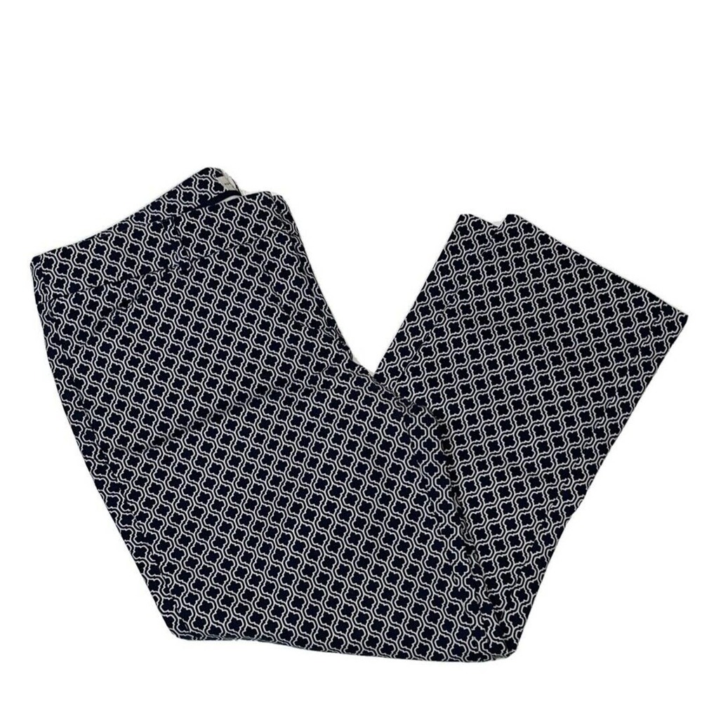Adrienne Vittadini Women's 6 Crop Pants Navy White Cotton Spandex